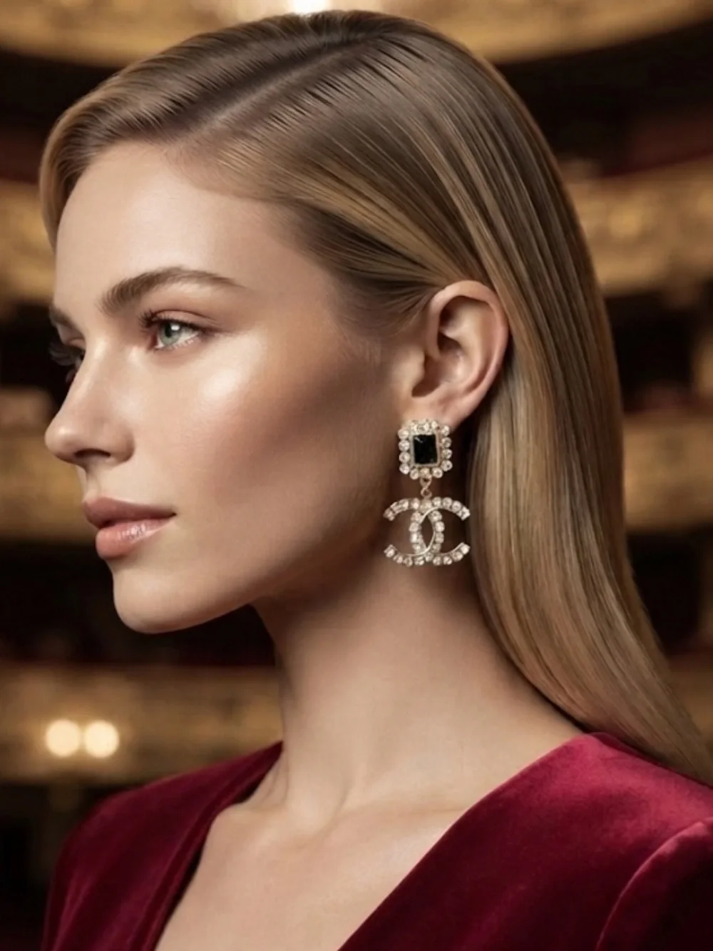 CHANEL Crystal Drop Earrings